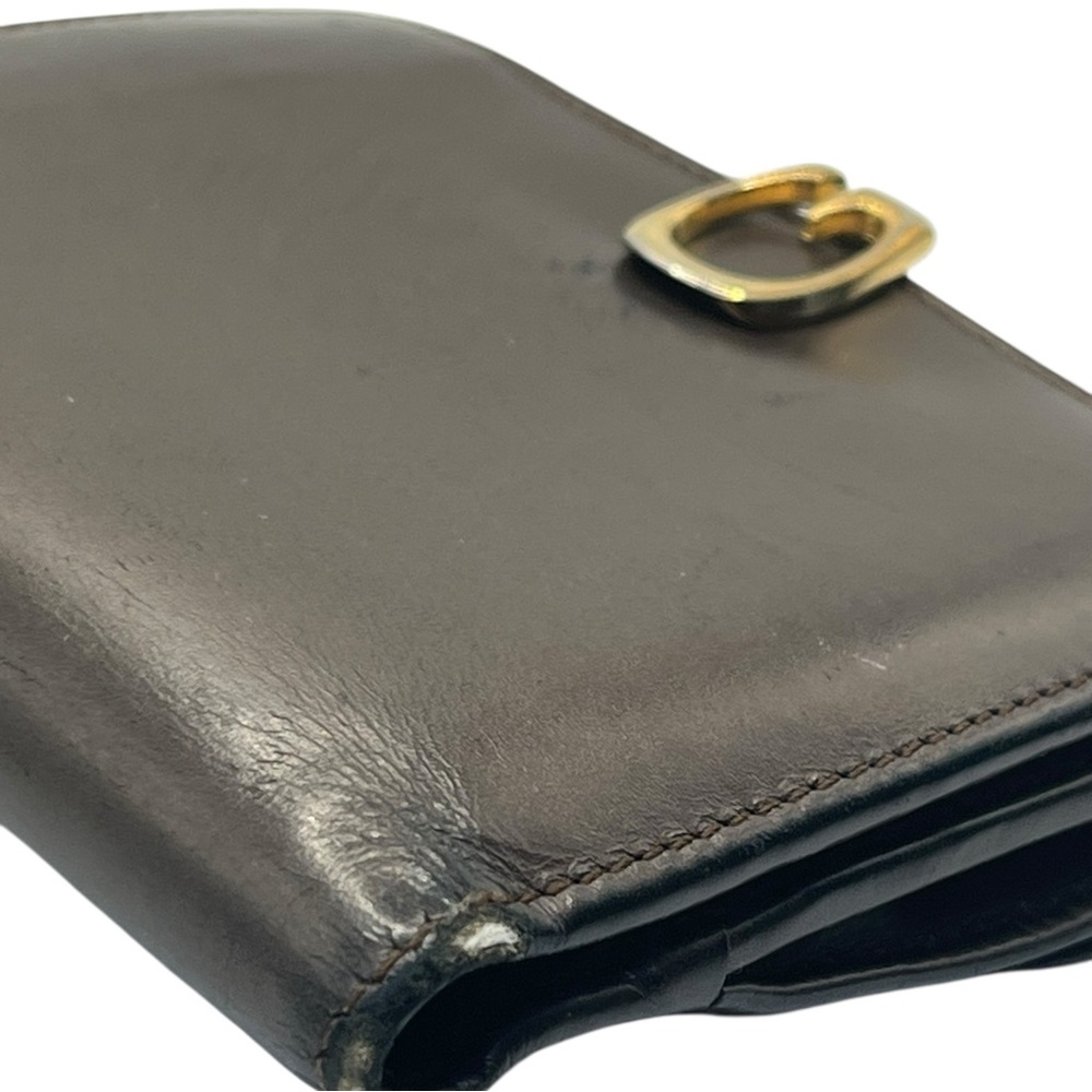 Gucci Brown Leather Wallet with Gold “G” Initial  Clip - Picture 2 of 9